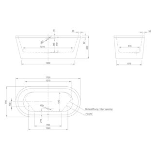 Mynd af Knief Neo baðkar 1700x800x600mm Hvítur