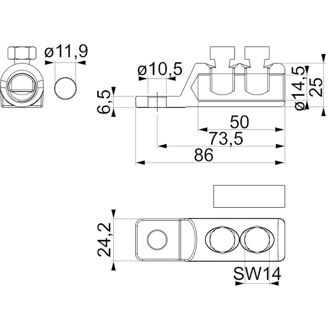 Mynd af Strengskór skrúfaður 50-95mm² Ø10,5mm