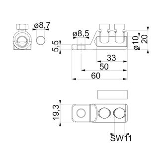Mynd af Strengskór skrúfaður 6-50mm² Ø8,5mm